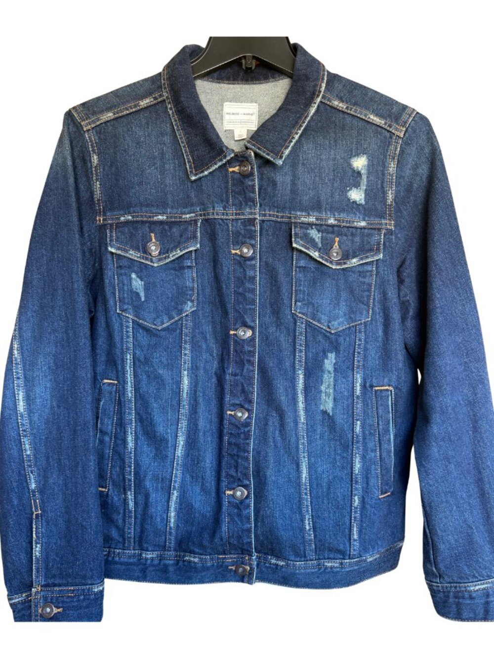 Melrose and Market Distressed Denim Trucker Jacket Men's L Unisex Oversized